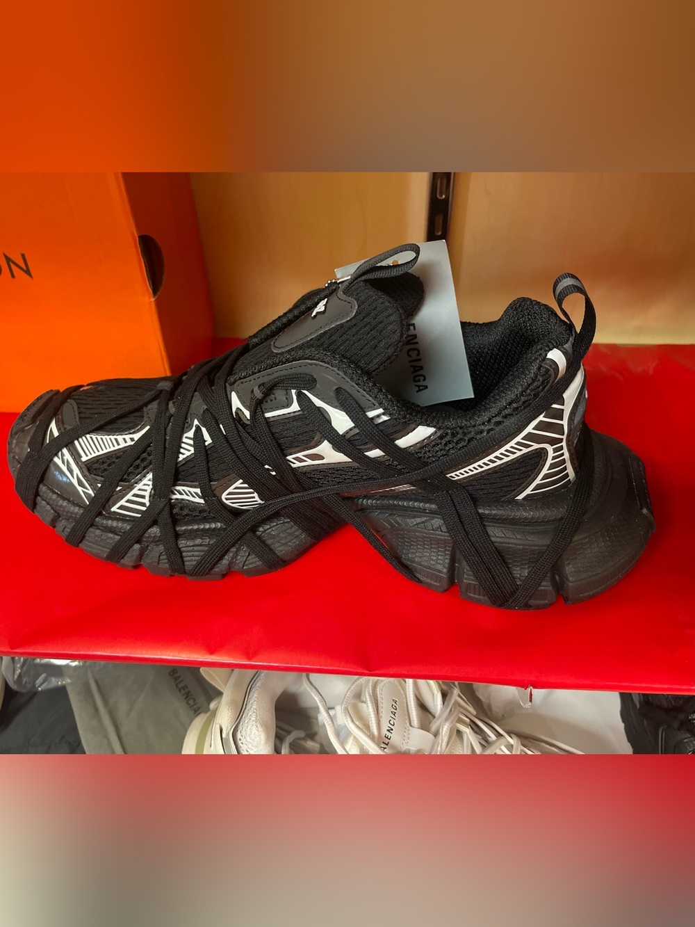 Balenciaga Black & White Trail Lace-Up Runner Sneakers - Picture 10 of 11